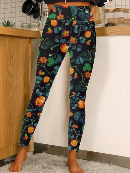

Women Pumpkin Light Halloween Regular Fit Leggings, As picture, Leggings