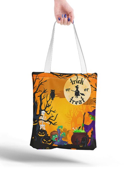 

Halloween Pumpkin Bat Graphic Shopping Totes, Color6, Bags