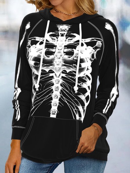 

Women Casual Autumn Halloween Hoodie Micro-Elasticity Daily H-Line Regular Regular Size Sweatshirts, Black, Sweatshirts & Hoodies