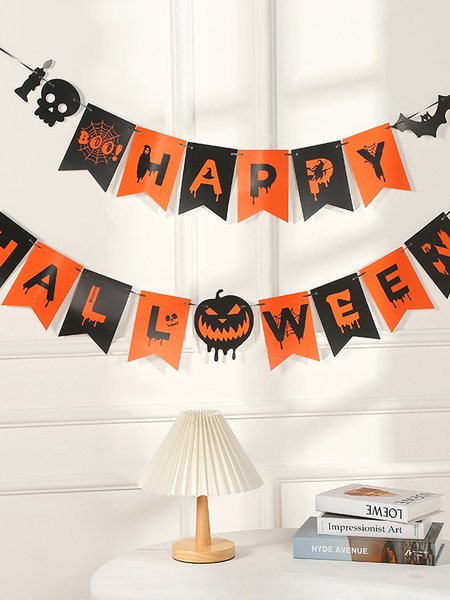 

Halloween Alphabet Pumpkin Pull Flag Party Banner Decoration Set, As picture, Home & Garden & Decorations