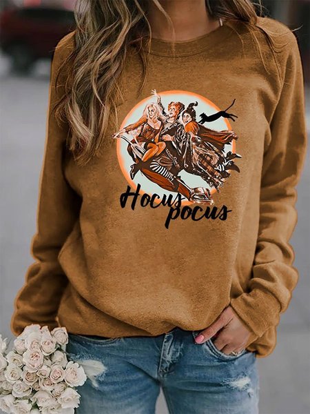 

Halloween Casual Crew Neck Sweatshirt, Brown, Sweatshirts & Hoodies