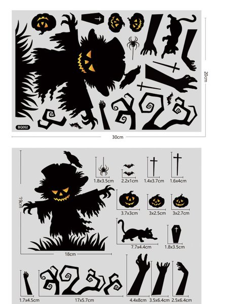 

Halloween Decorative Funny Wall Stickers Tree Scarecrow Stickers, Color2, Home & Garden & Decorations