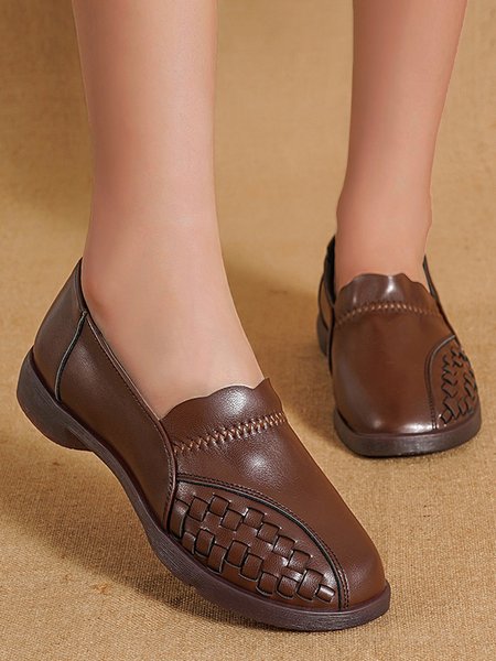 

Vintage Woven Moccasin Comfort Flats, Brown, Flats