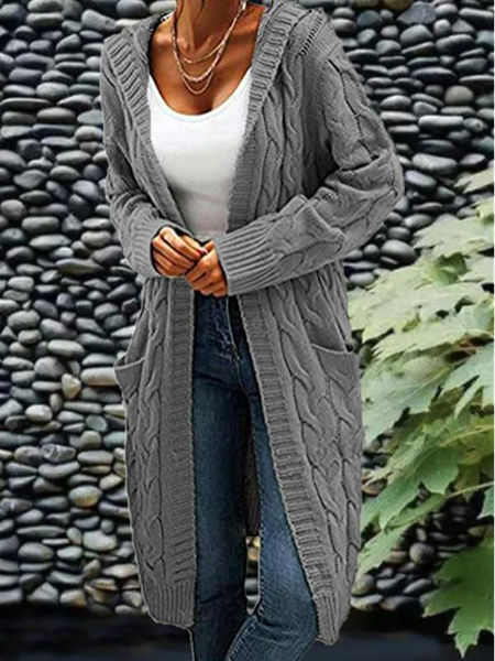 

Casual Wool/Knitting Loose Sweater Coat, Gray, Sweaters