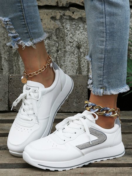 

Rhinestones Casual Sneakers, Gray, Sneakers