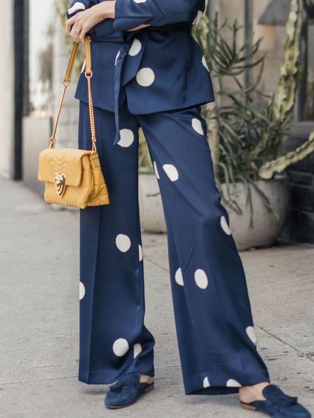 

Daily Long Regular Fit Polka Dots Fashion Pants, Blue, Pants