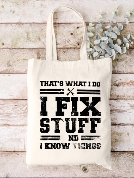 

I Fix Stuff Funny Words Shopping Tote, White, Bags
