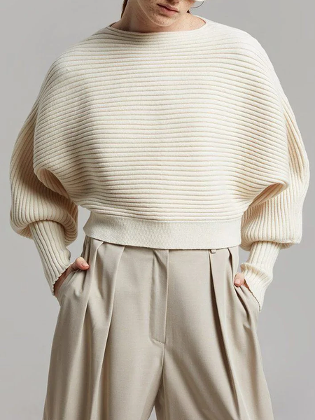 

Loose Boat Neck Urban Boat Neck Long sleeve Sweater, Apricot, Sweaters
