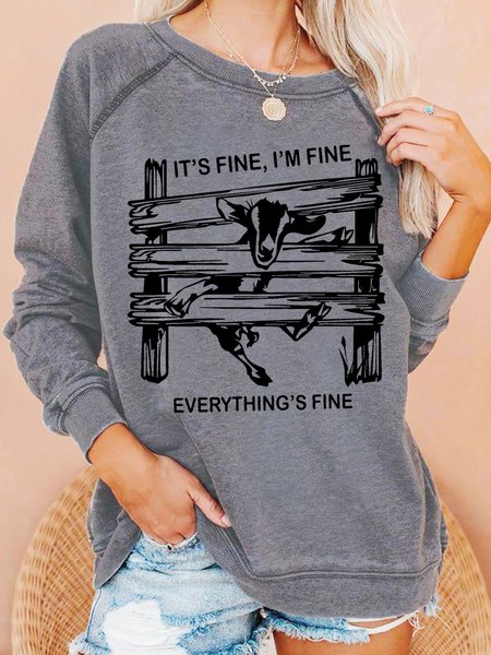 

Womens Funny Goat It's Fine I'm Fine Everything Is Fine Casual Sweatshirt, Gray, Hoodies&Sweatshirts