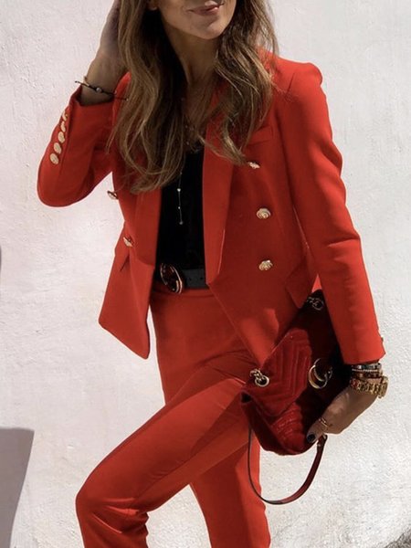 

Regular Fit Urban Plain Shawl Collar Blazer, Red, Blazers