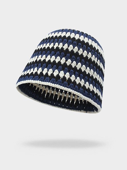 

Autumn & Winter Striped Contrast Color Handwoven Hat Casual Versatile, As picture, Women Hats