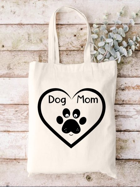 

Lilicloth X Paula Dog Mom Animal Graphic Shopping Tote, White, Bags