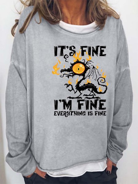 

Women I’m Fine Casual Sweatshirt, Gray, Hoodies&Sweatshirts