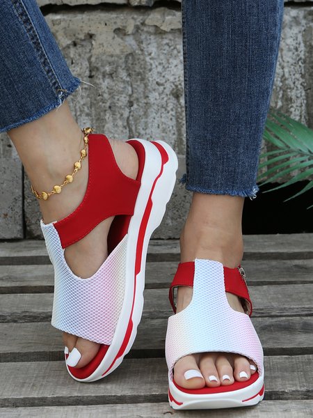 

Mesh Contrast Panel Sports Sandals, Red, Sneakers
