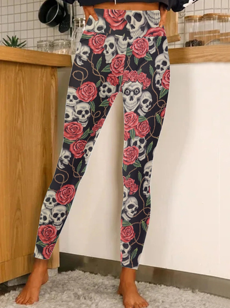 

Women Halloween skull Simple Leggings, As picture, Leggings