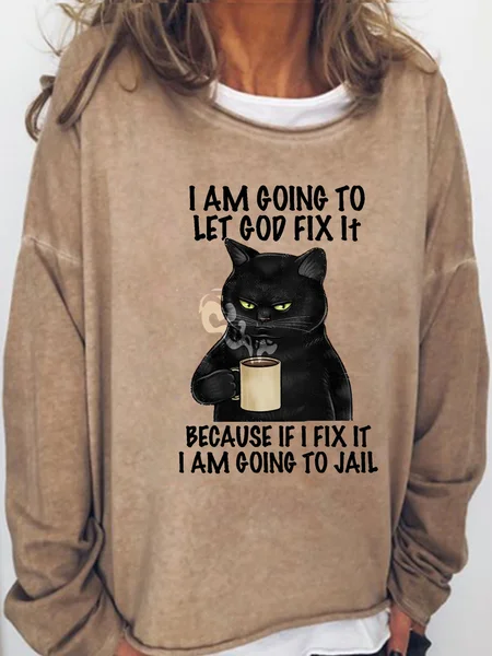 

Womens I am going to let God fix it Crew Neck Sweatshirt, Light brown, Hoodies&Sweatshirts