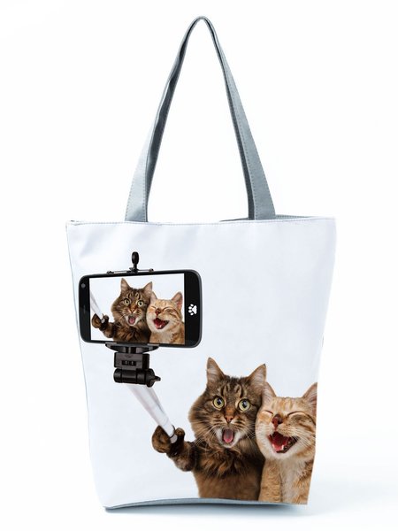 

Lovely Cat Graphic Shopping Tote, Color3, Bags
