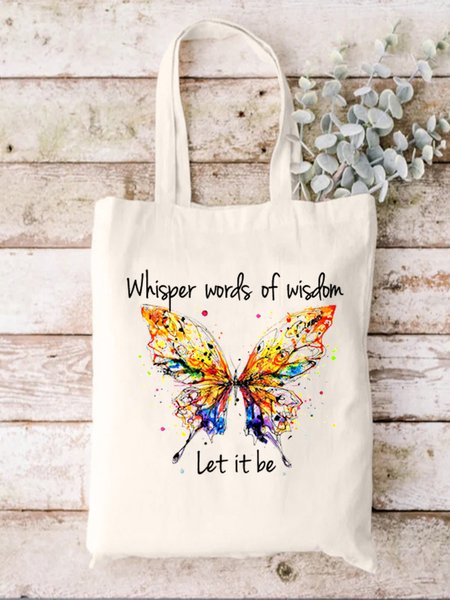 

Casual Animal Butterfly Graphic All Season Household Tote Canvas Shopping Tote, White, Bags