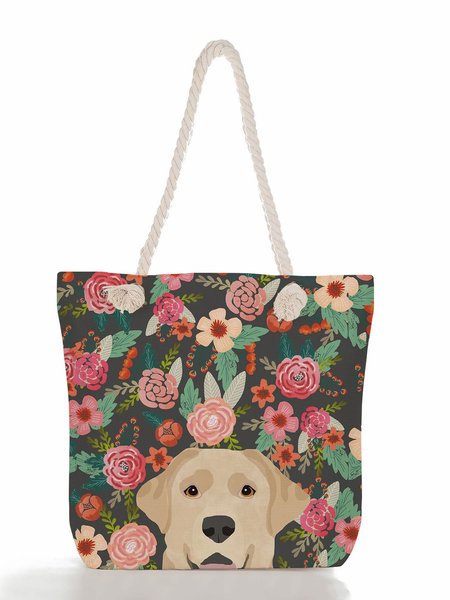 

Happy Dog Printed Flower Shopping Tote, Color3, Bags