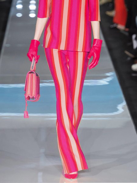 

Urban Striped Regular Fit Fashion Pants, Rose red, Pants
