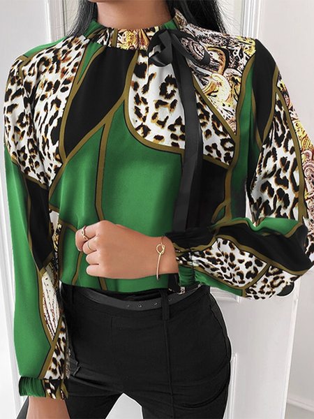 

Long sleeve Urban Loose Crew Neck Blouse, Green, Blouses and Shirts