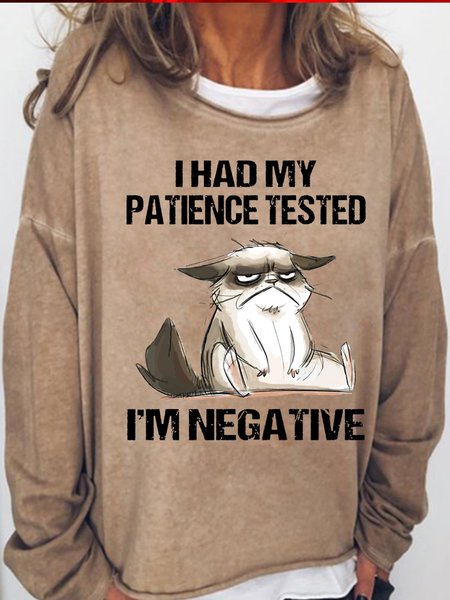 

Womens I Had My Patience Tested I'm Negative Cat Png, Funny Sarcasm Casual Sweatshirts, Light brown, Hoodies&Sweatshirts