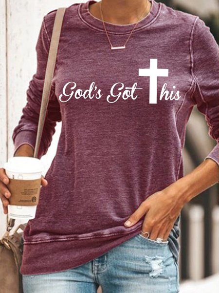 

Womens CHRISTIAN God Letters Crew Neck Sweatshirt, Red, Hoodies&Sweatshirts