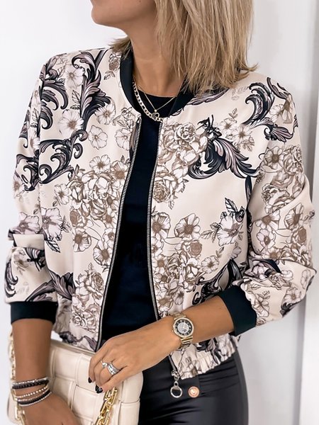 

Regular Fit Crew Neck Jacket, Khaki, Jackets