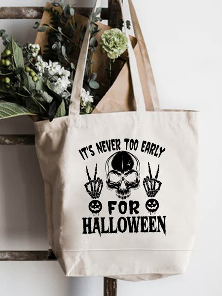 

Halloween Skull Graphic Shopping Totes, White, Bags