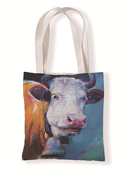 

Special Cattle Joy Painting Animal Graphic Shopping Tote, Color4, Bags