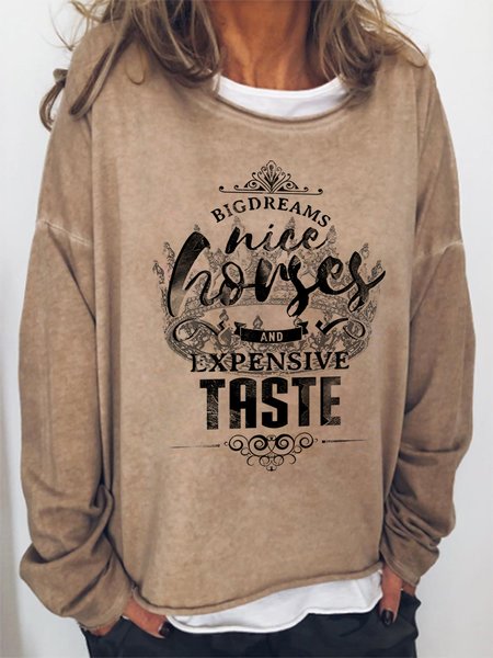 

Lilicloth X Cadzart Big Dreams Nice Horses And Expensive Taste Women's Sweatshirt, Light brown, Hoodies&Sweatshirts