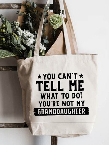 

Grandma Love Granddaughter Printed Letter Shopping Tote, White, Bags