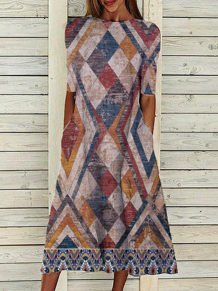 

Regular Fit Casual Geometric Dresses, Multicolor, Dresses