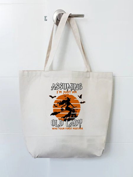 

Halloween Drive Stick Graphic Shopping Tote, White, Bags