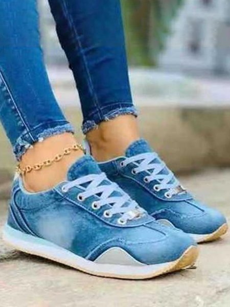 

Lightweight Casual Contrast Denim Sneakers, Light blue, Sneakers