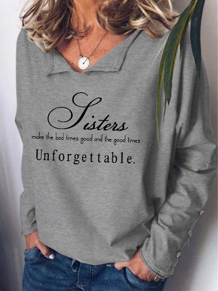

Women Sisters Unforgettable Friendship Letters Casual Sweatshirt, Gray, Hoodies&Sweatshirts