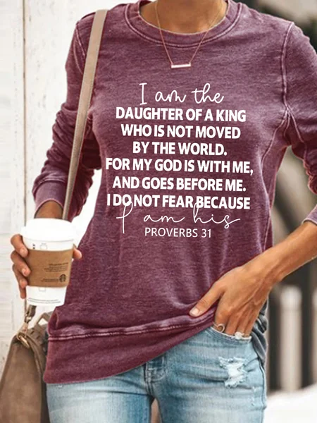 

Women I Am The Daughter Of A King Regular Fit God Crew Neck Sweatshirt, Red, Hoodies&Sweatshirts