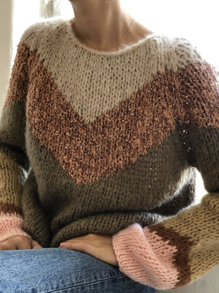 

Geometric Wool/Knitting Casual Crew Neck Sweater, Multicolor, Sweaters