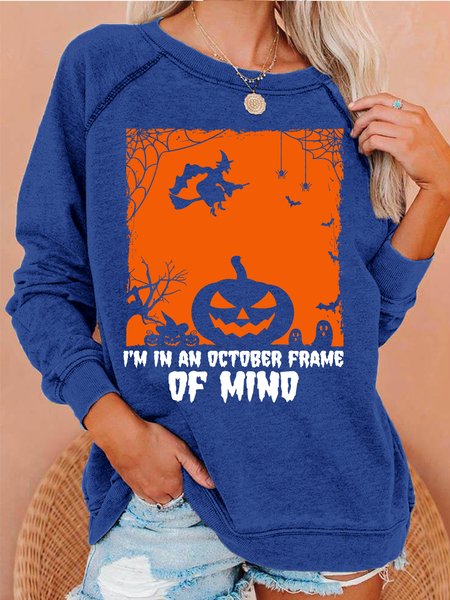

LiliclothXJessanjony Womens Halloween I'm in an October Frame of Mind Sweatshirts, Blue, Hoodies&Sweatshirts