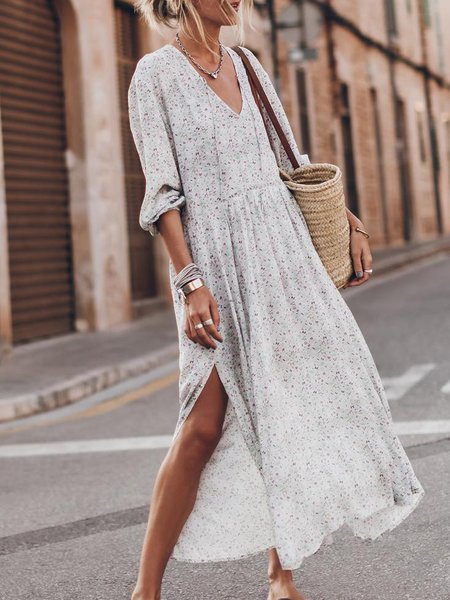 

Loose holiday split holiday Long Dress Plus Size, Multicolor, Dresses