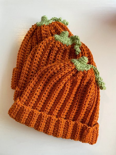 

Halloween Handmade Crochet Pumpkin Hat, As picture, Women Hats