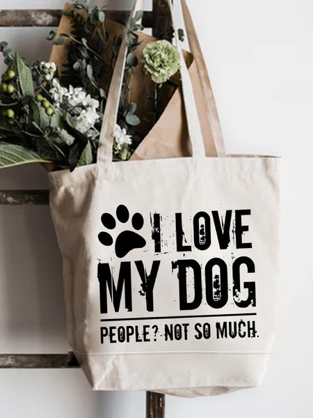 

I Love My Dog Shopping Tote, White, Bags