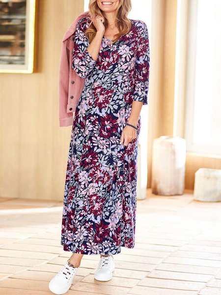 

Crew Neck Jersey Boho Dresses, Multicolor, Dresses