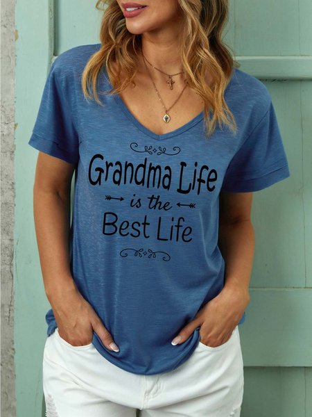 

Women Grandma Life Is The Best Life Regular Fit T-Shirt, Blue, T-shirts