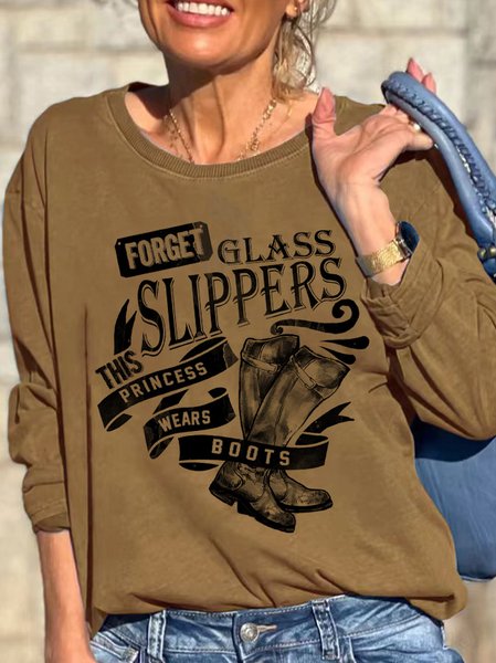 Lilicloth X Cadzart Forget Glass Slippers This Princess Wear Boots Women's Sweatshirt, Khaki, Hoodies&Sweatshirts