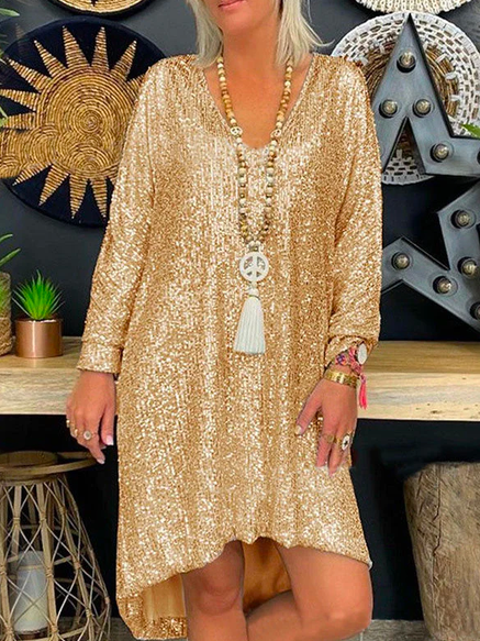 

Loose Urban Plain Dresses, Golden, Dresses