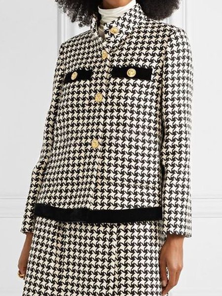 

Long sleeve Elegant Stand Collar Regular Fit Jacket, Black, Jackets