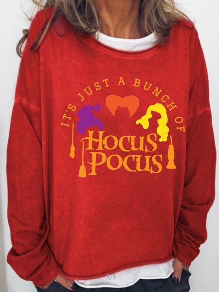 

Womens Halloween Hocus Pocus Crew Neck Sweatshirt, Red, Hoodies&Sweatshirts