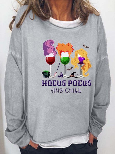 

Women Hocus Pocus Witch Bats Halloween Sweatshirts, Gray, Hoodies&Sweatshirts
