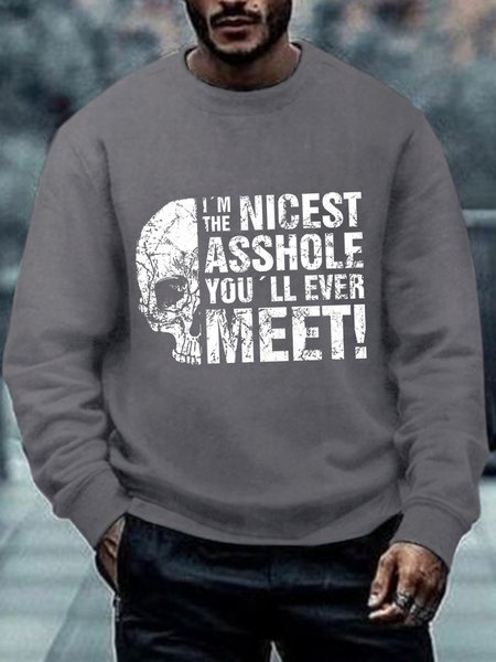 

Men Funny Graphic Skull Asshole I Skull Ass Nice Sarcasm Humor Casual Sweatshirt, Gray, Hoodies&Sweatshirts